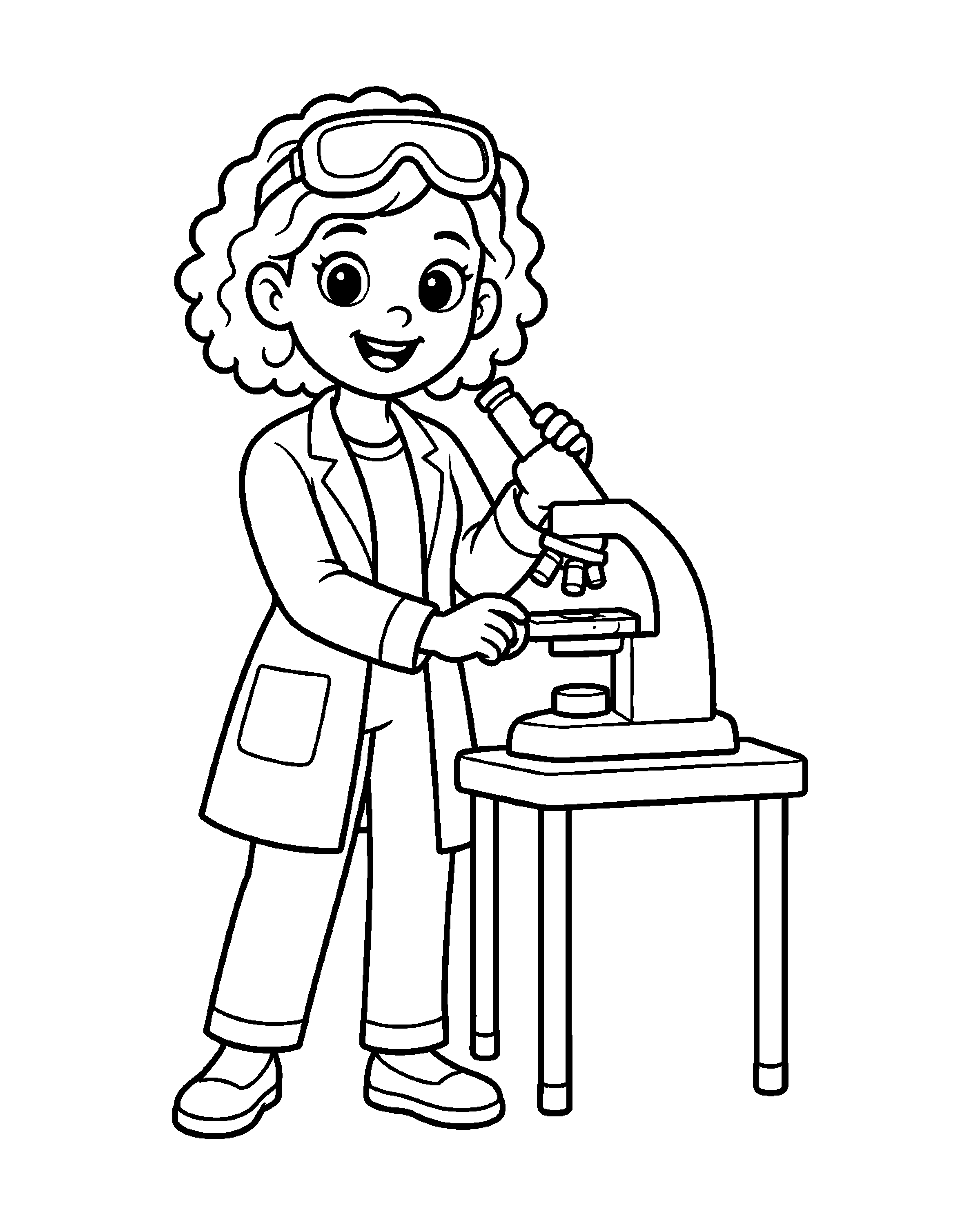 Scientist: Looking Closely colouring outline