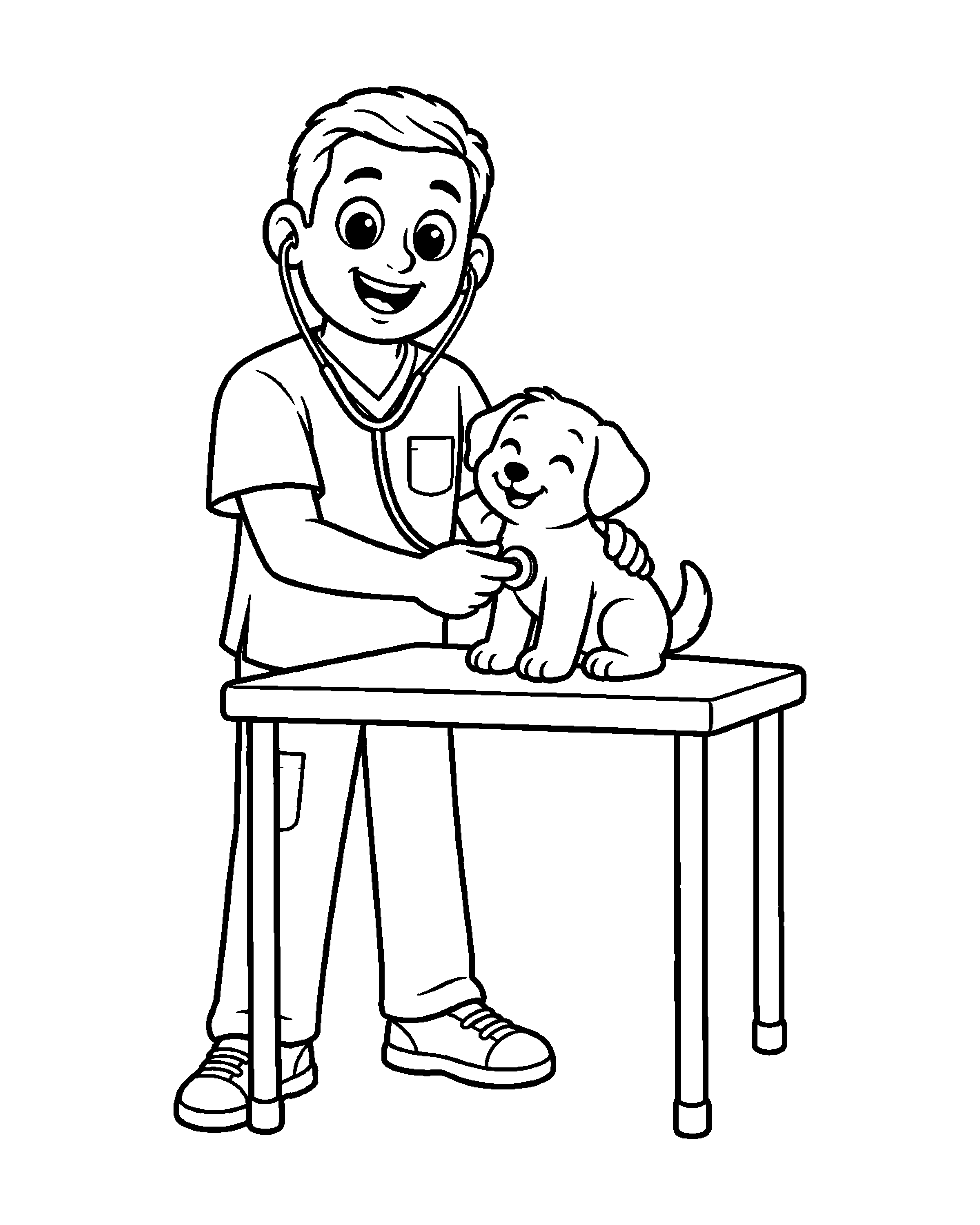 Vet: A Puppy Check-up colouring outline