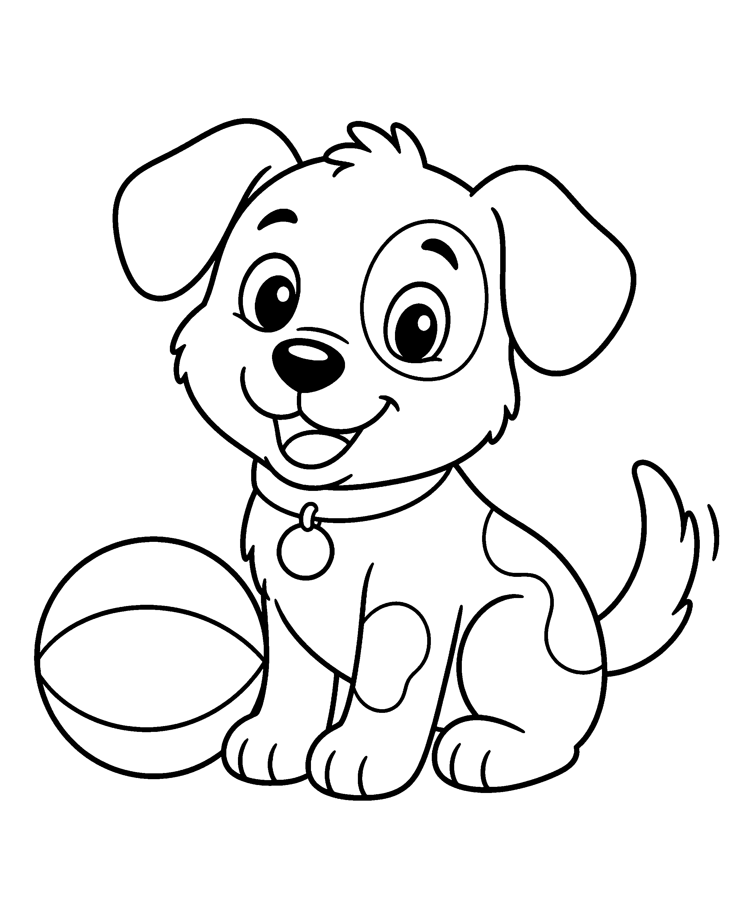 Playful Dog colouring outline