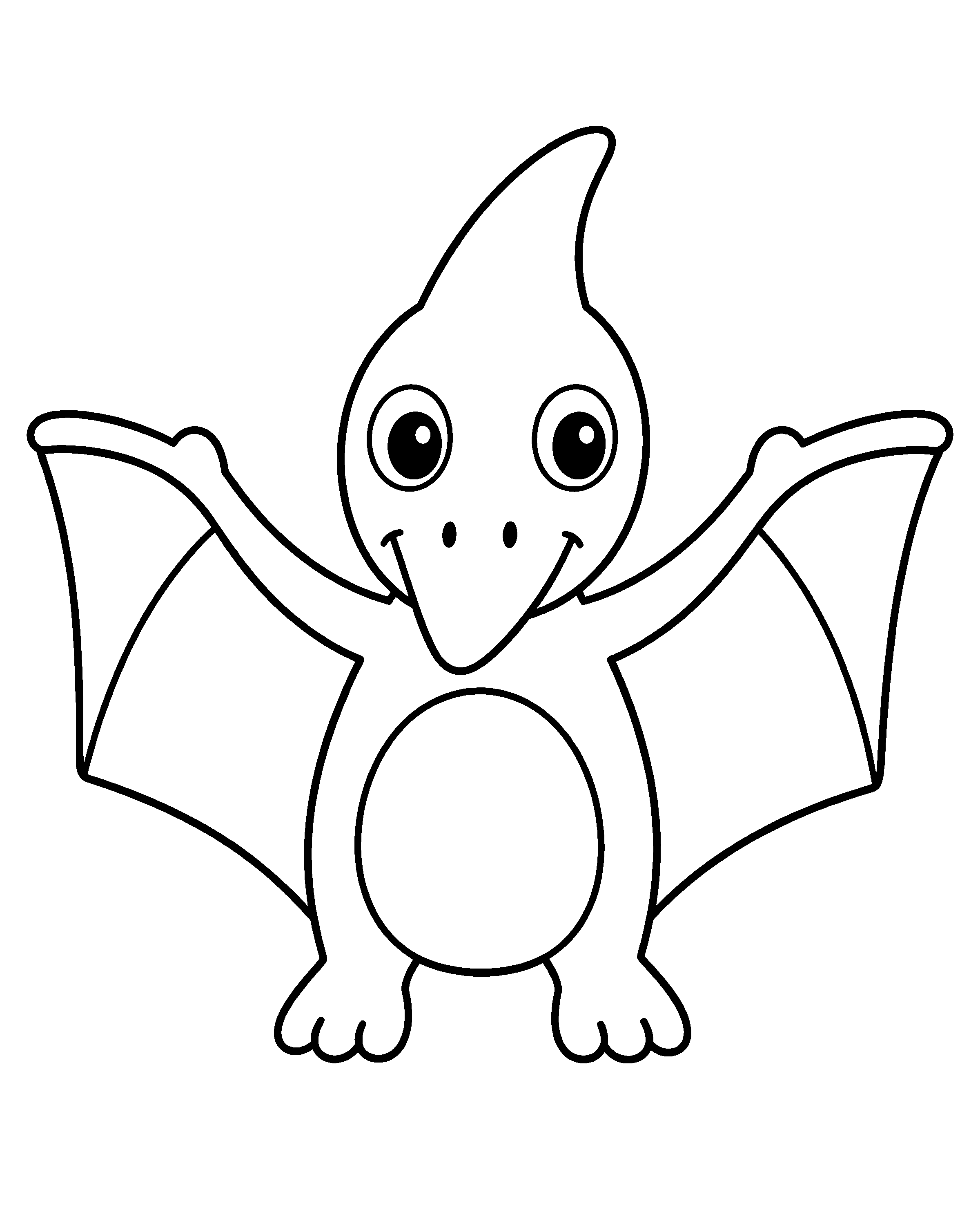 Playful Pterodactyl colouring outline