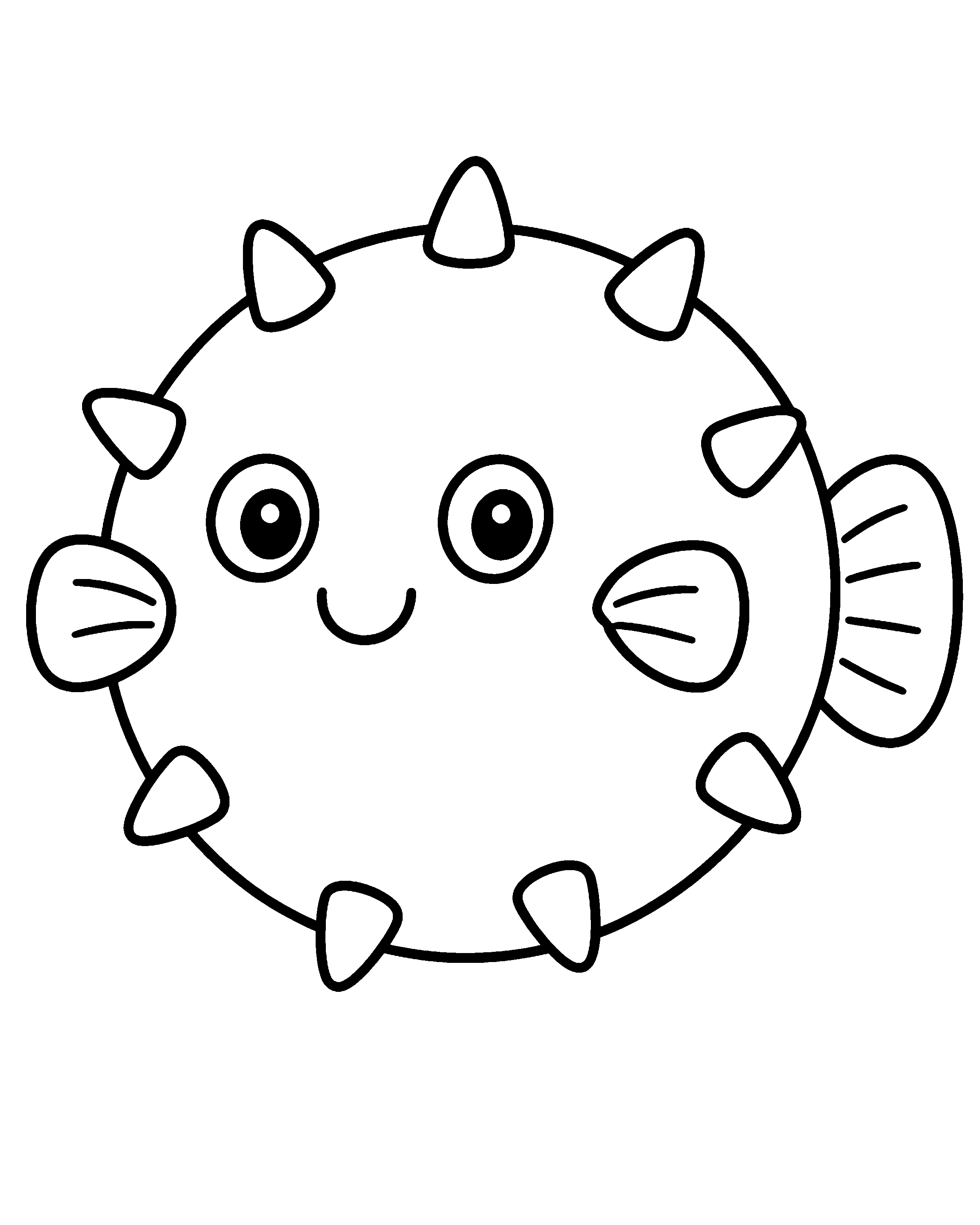 Puffy Pufferfish colouring outline