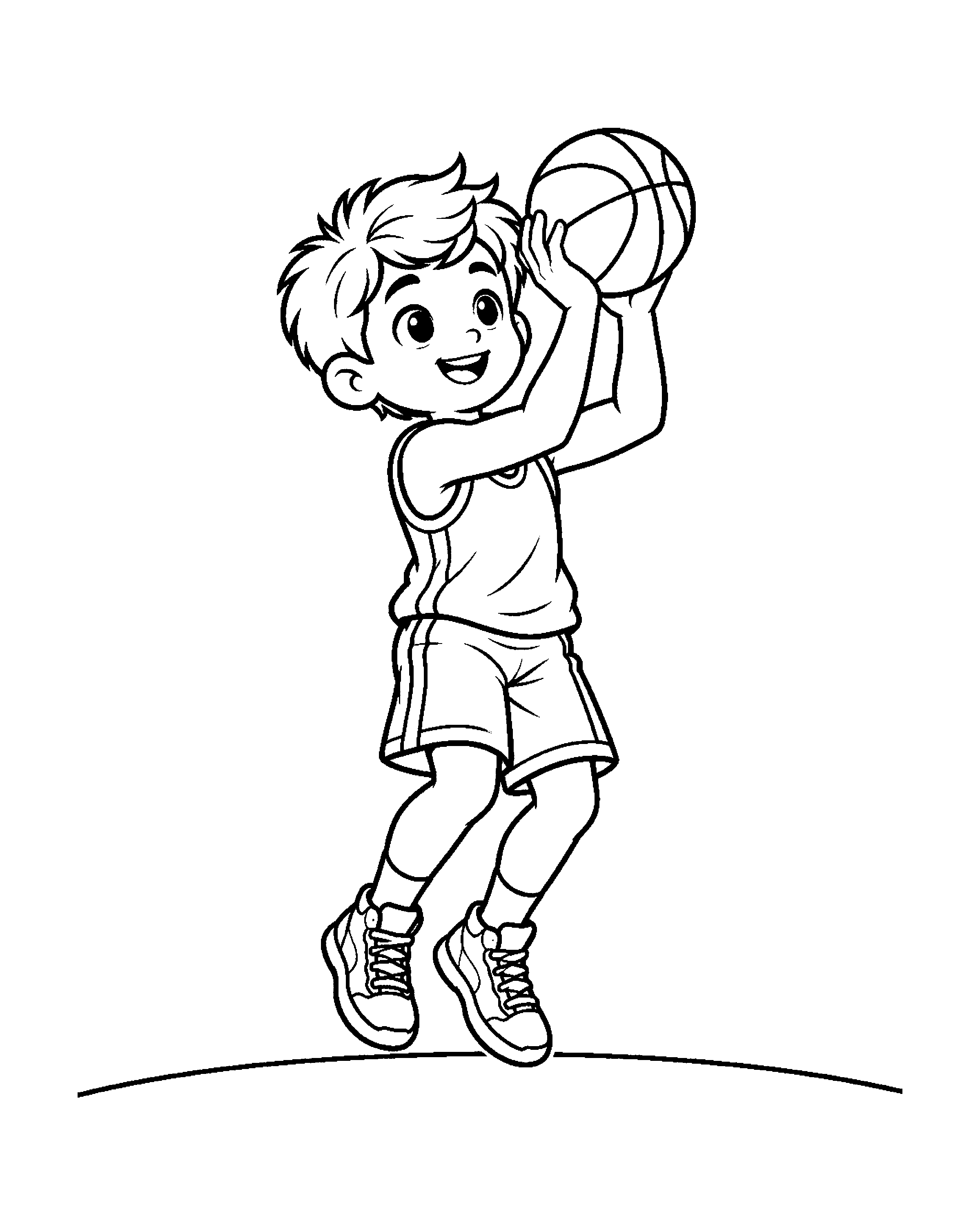Basketball Boy colouring outline