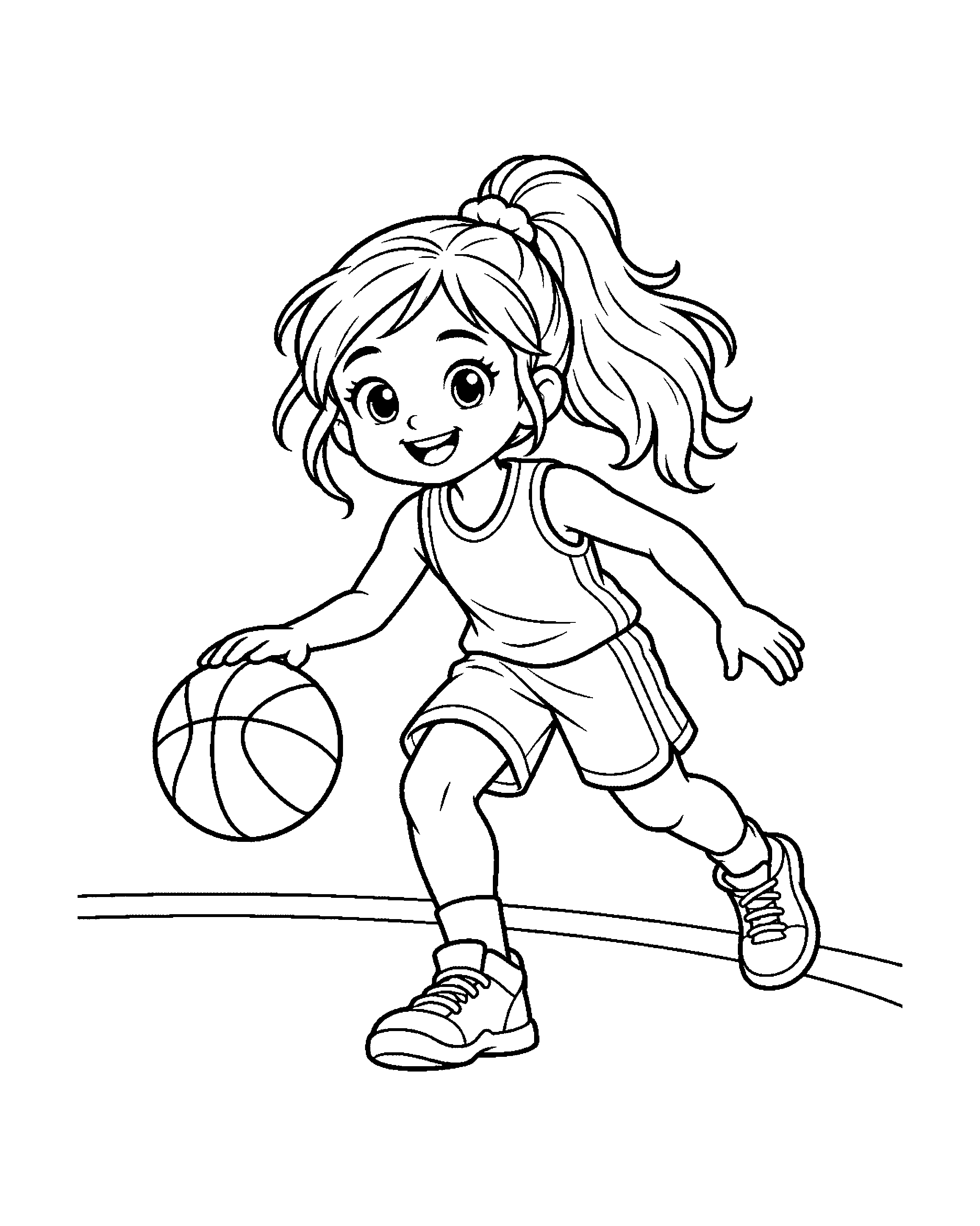 Basketball Girl colouring outline