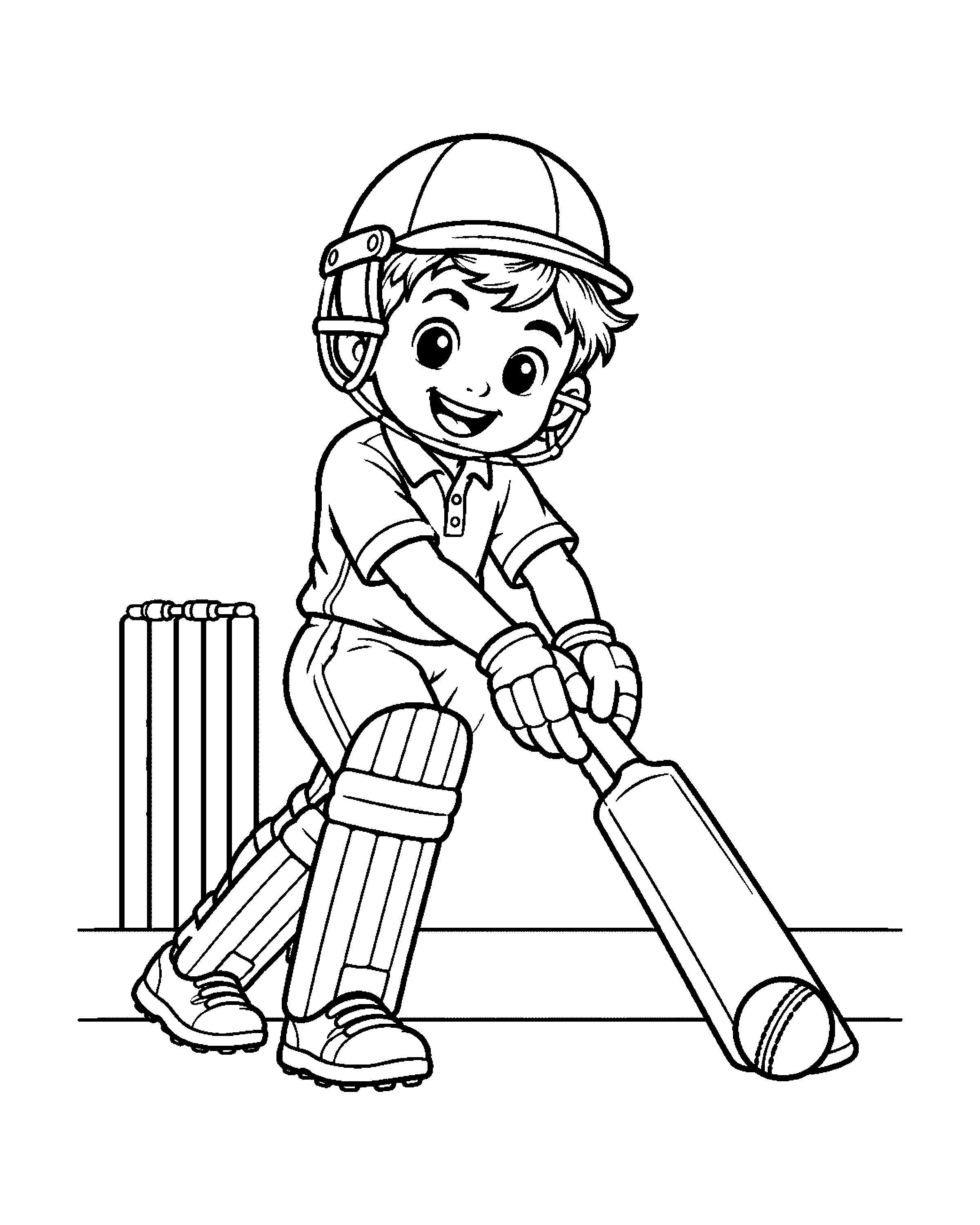 Cricket Boy colouring outline