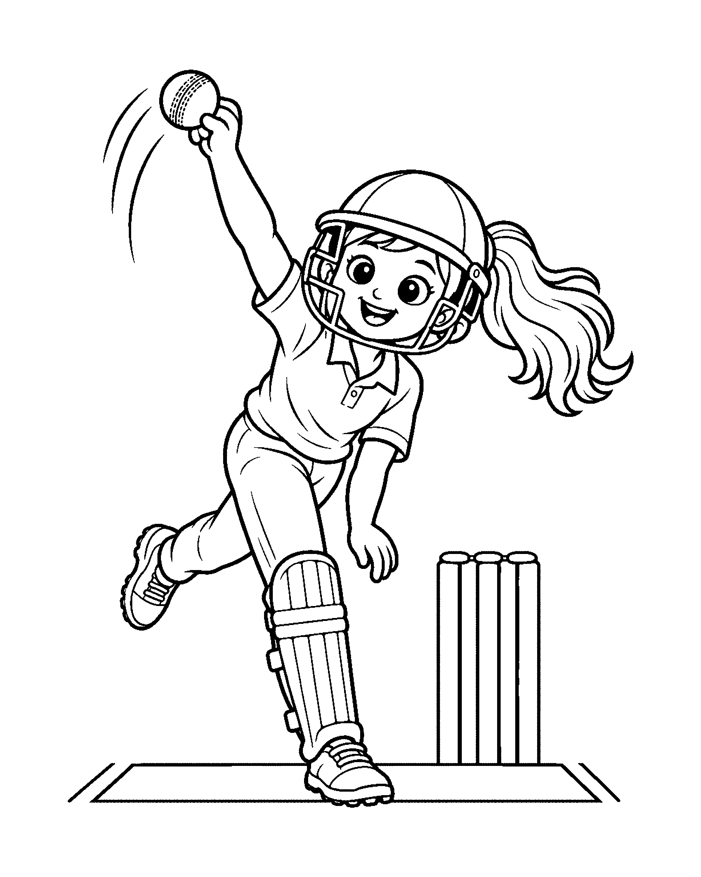 Cricket Girl colouring outline