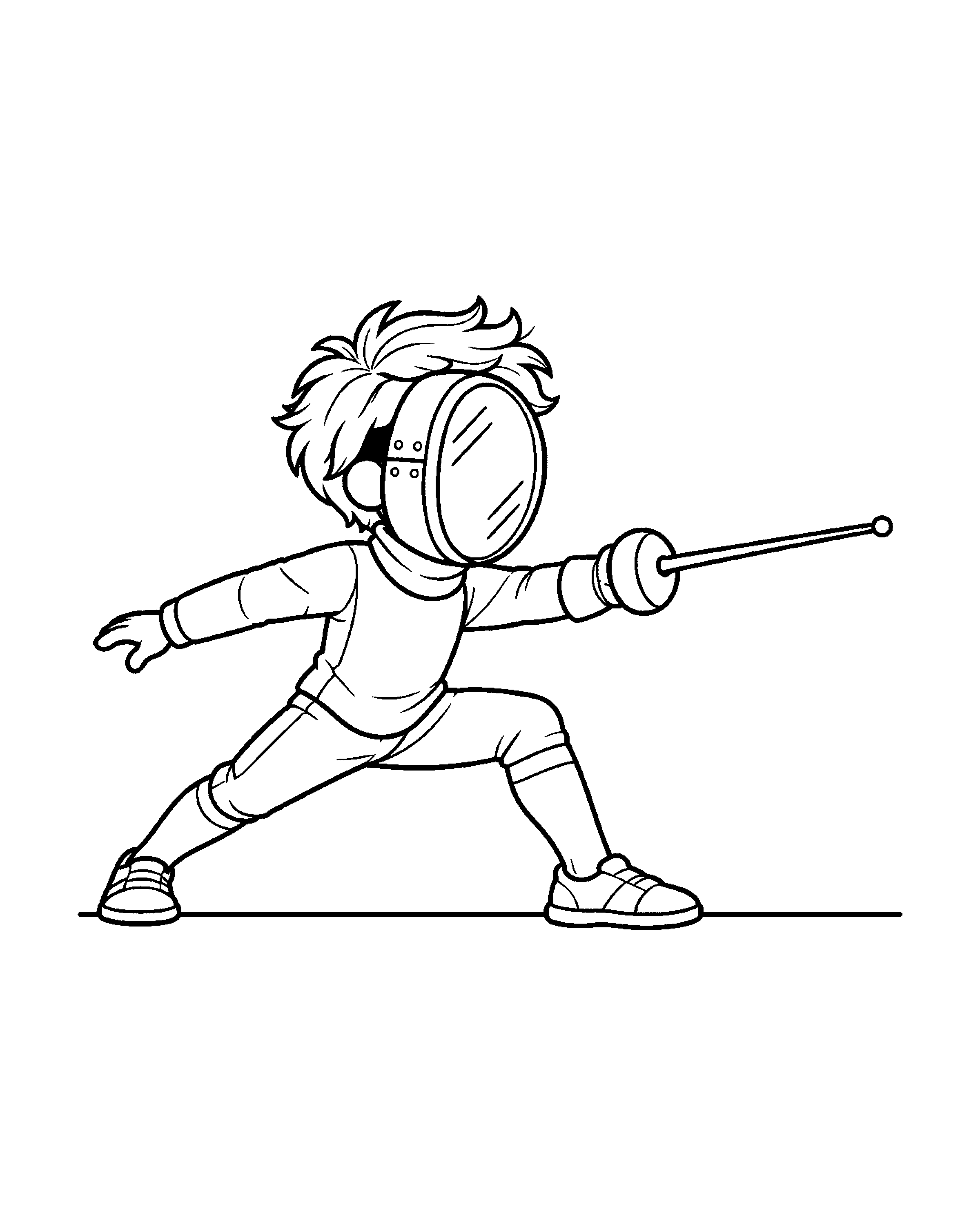 Fencing Boy colouring outline