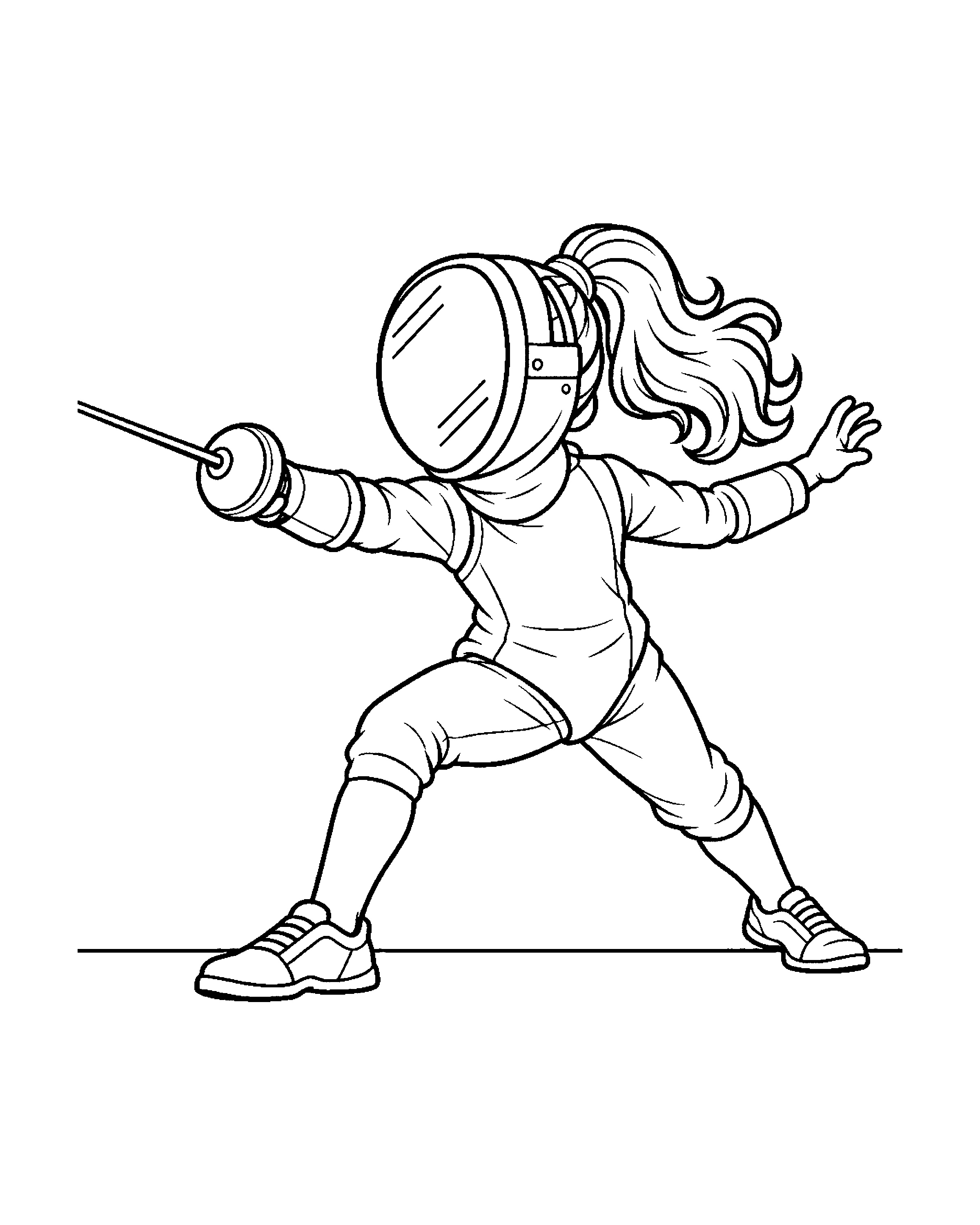 Fencing Girl colouring outline