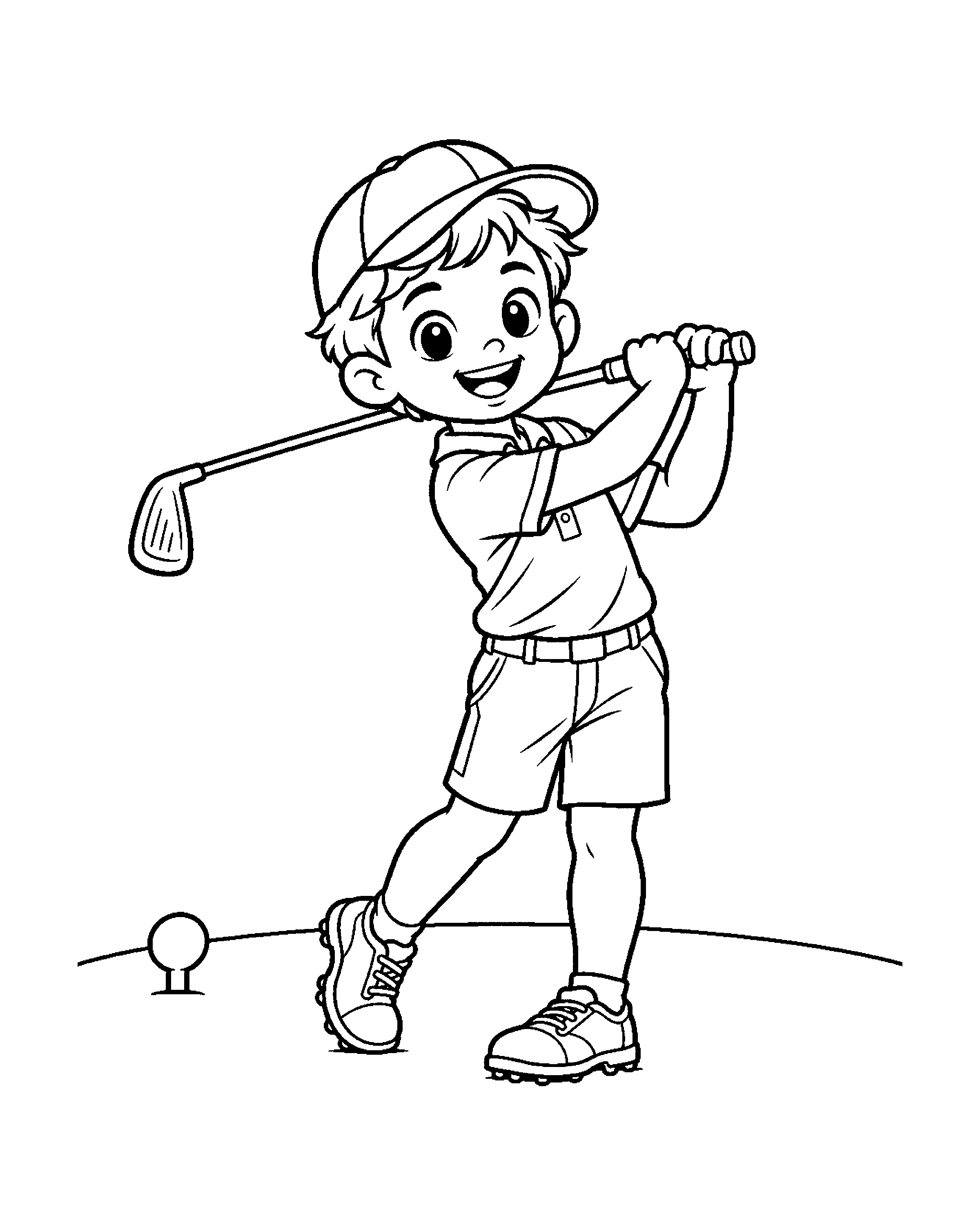 Golf Boy colouring outline