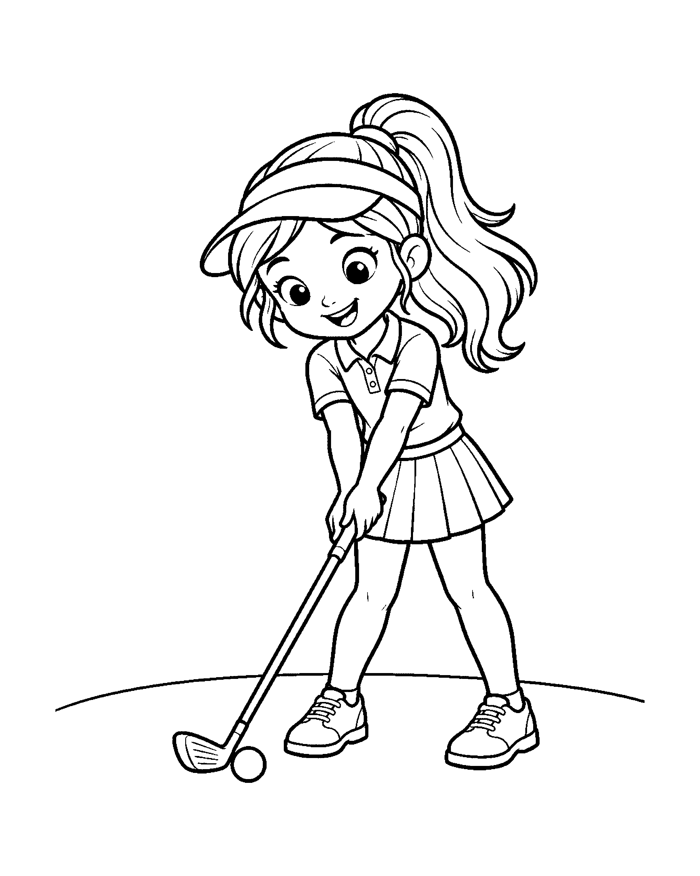 Golf Girl colouring outline