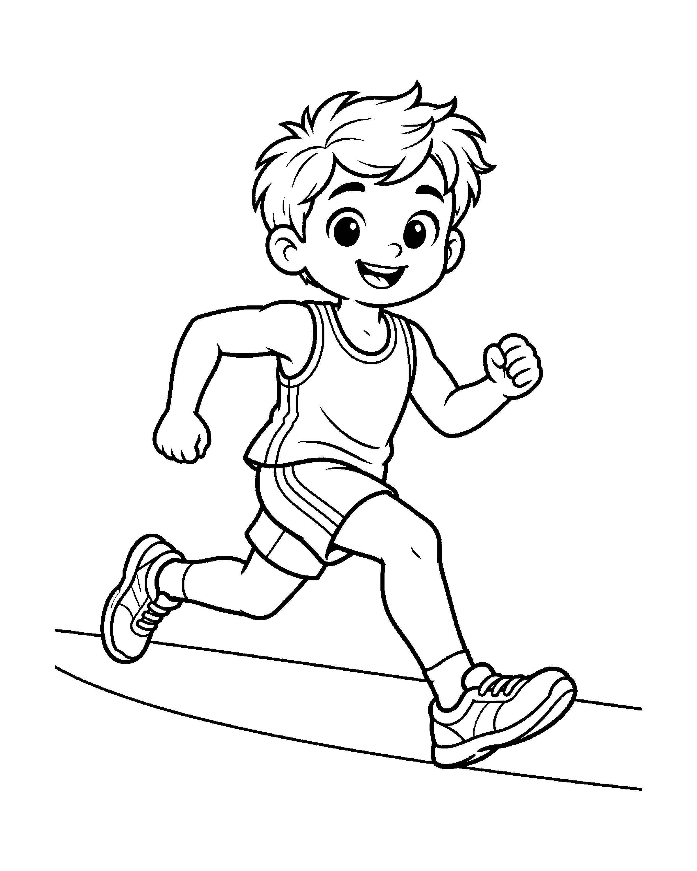 Running Boy colouring outline