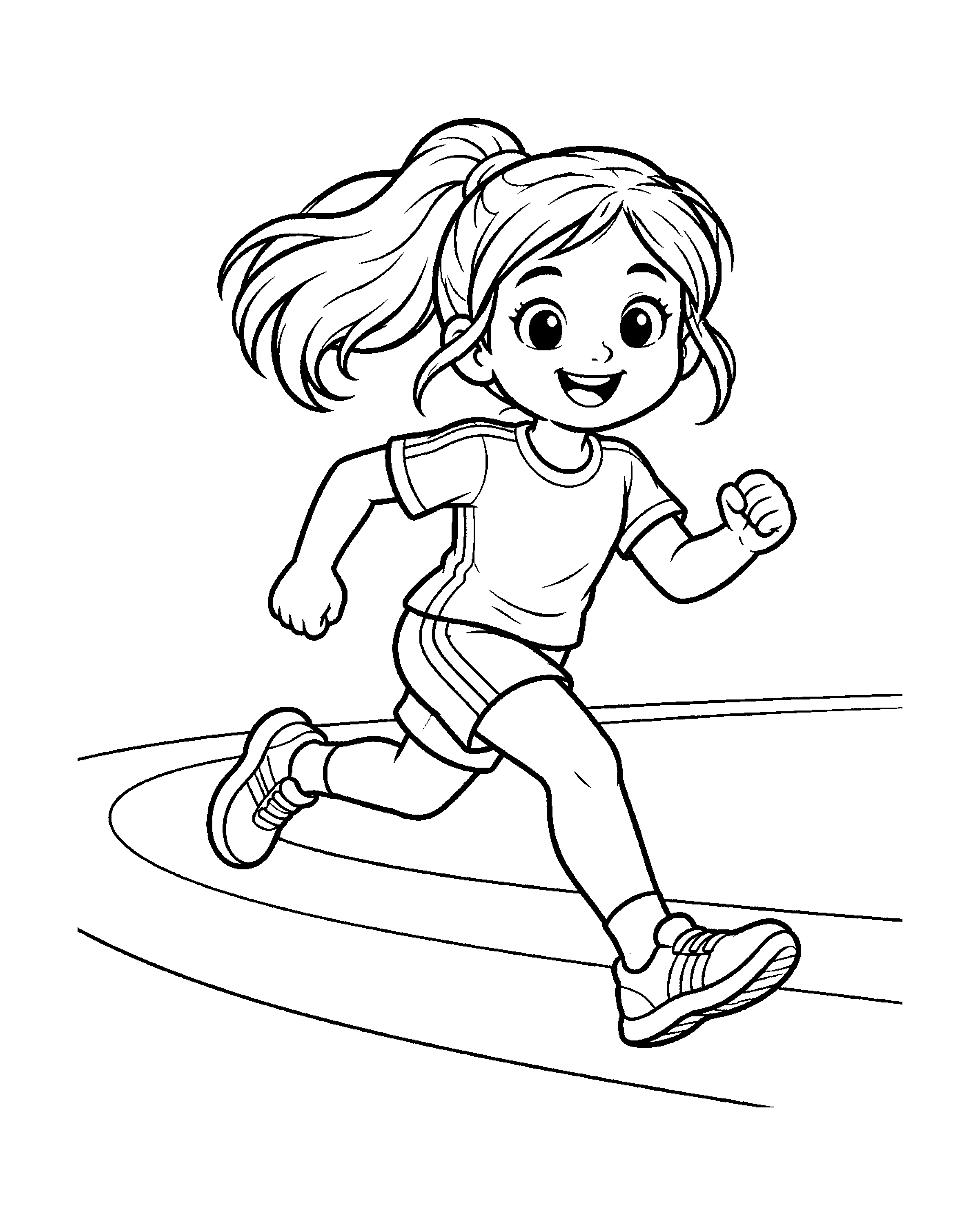 Running Girl colouring outline