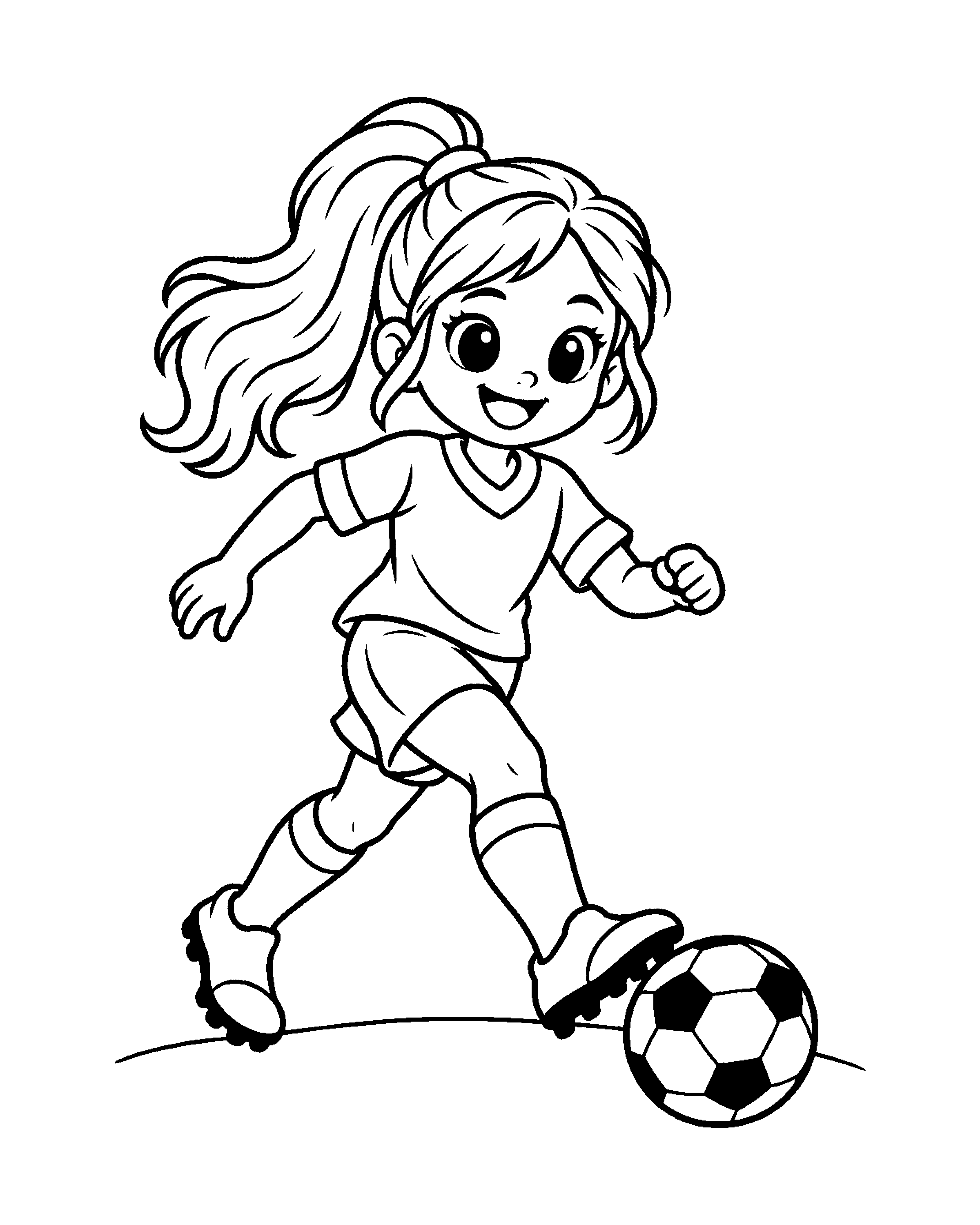 Soccer Girl colouring outline