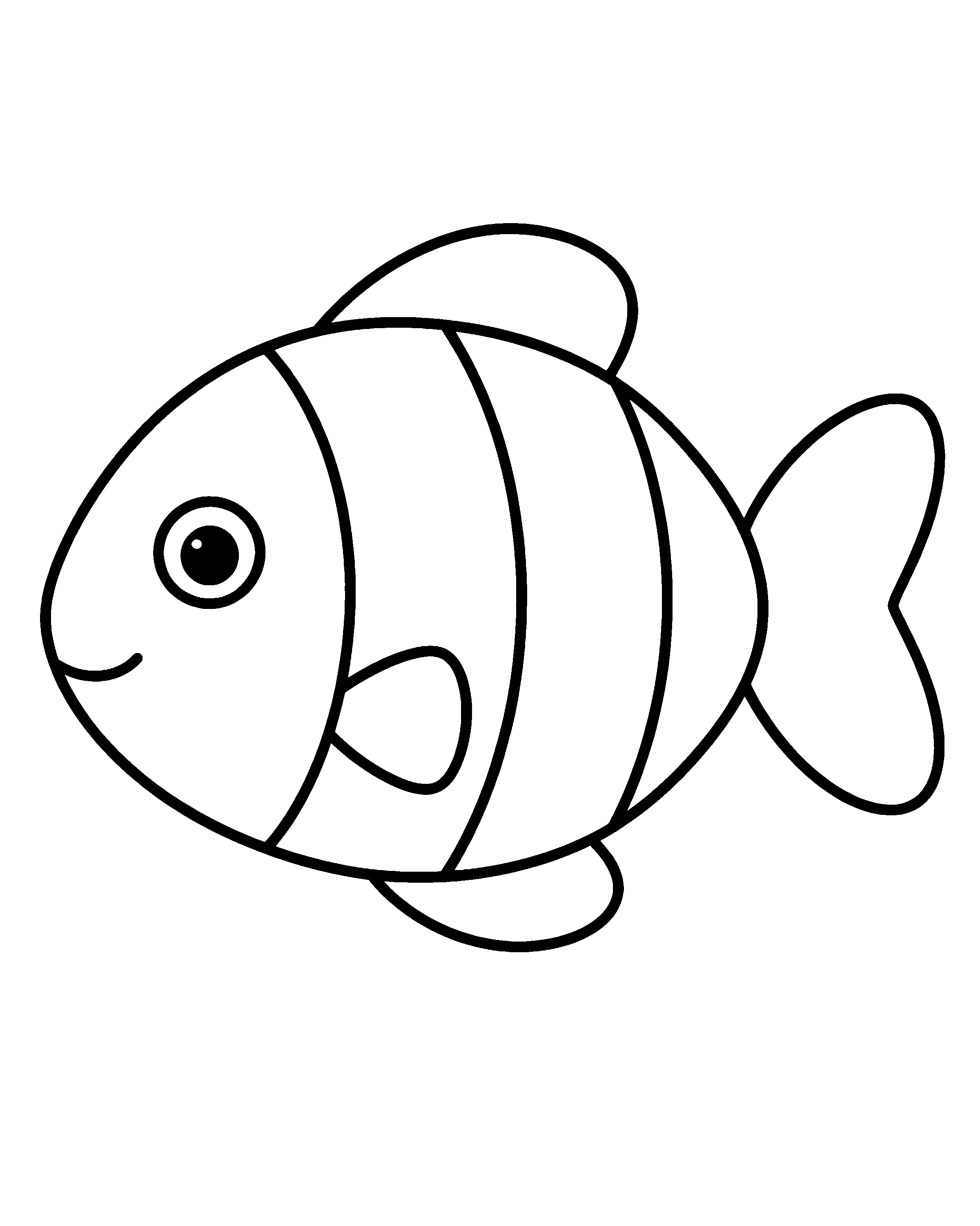 Stripey Fish colouring outline