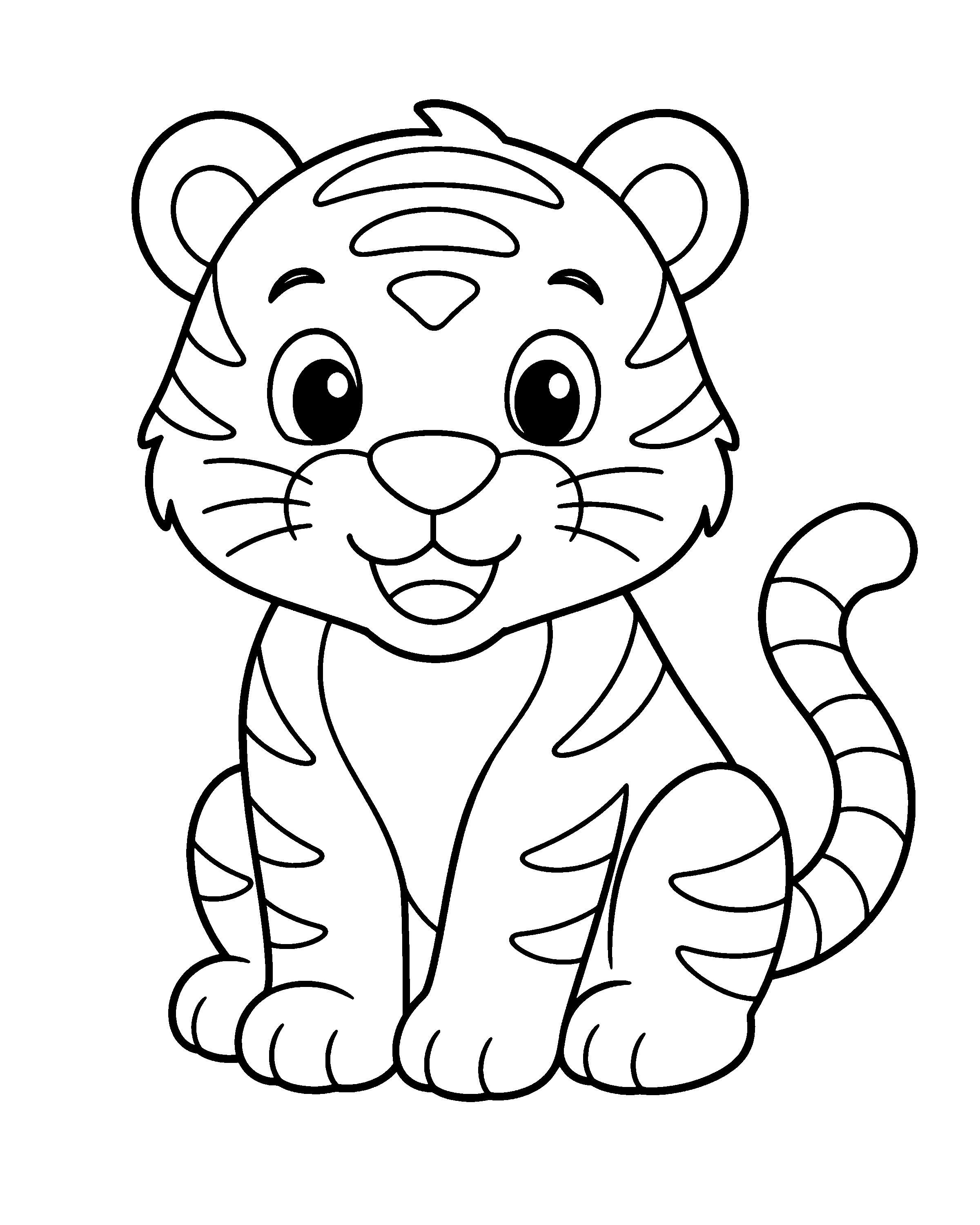 Stripey Tiger colouring outline