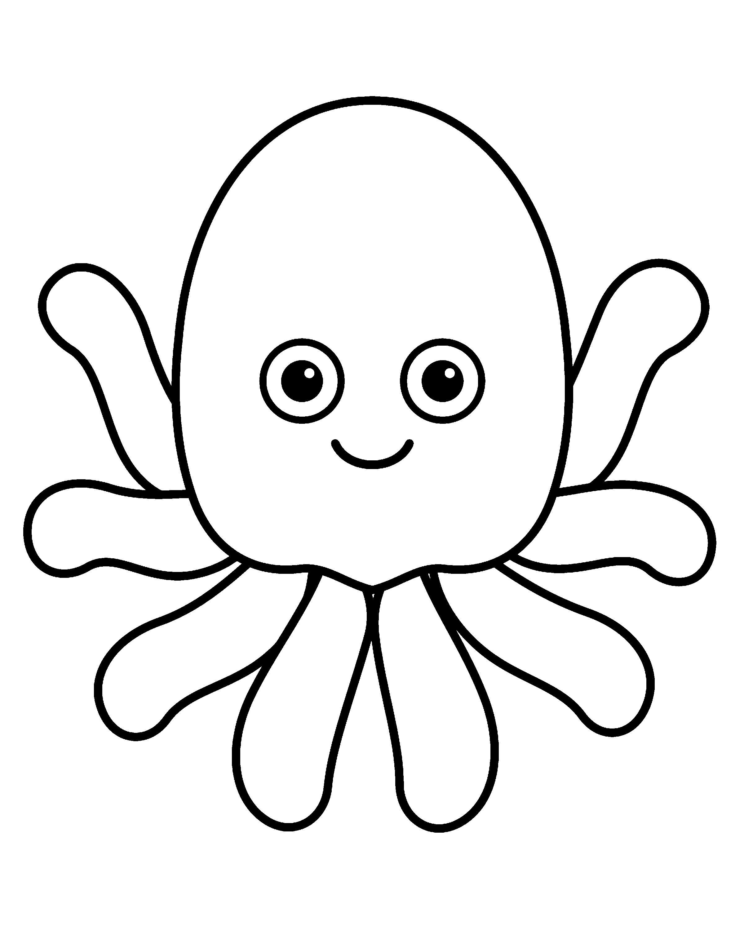 Waving Octopus colouring outline