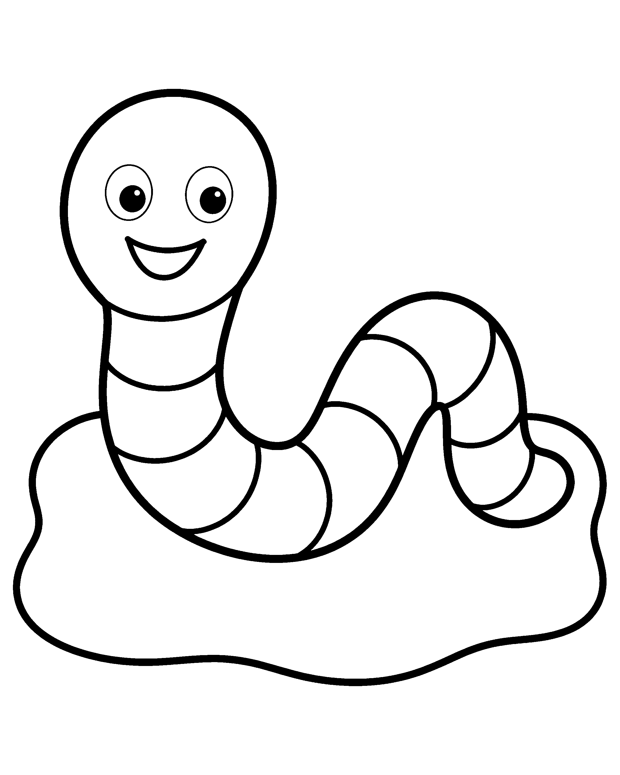 Wiggly Worm colouring outline